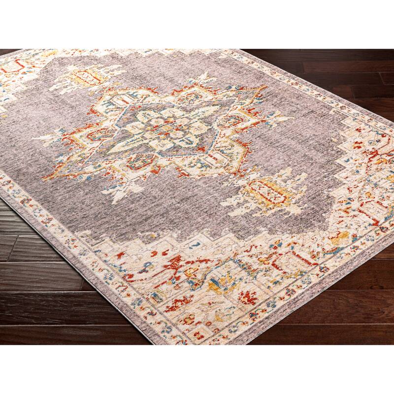 Livabliss Truva Vintage Gray Medallion Area Rug
