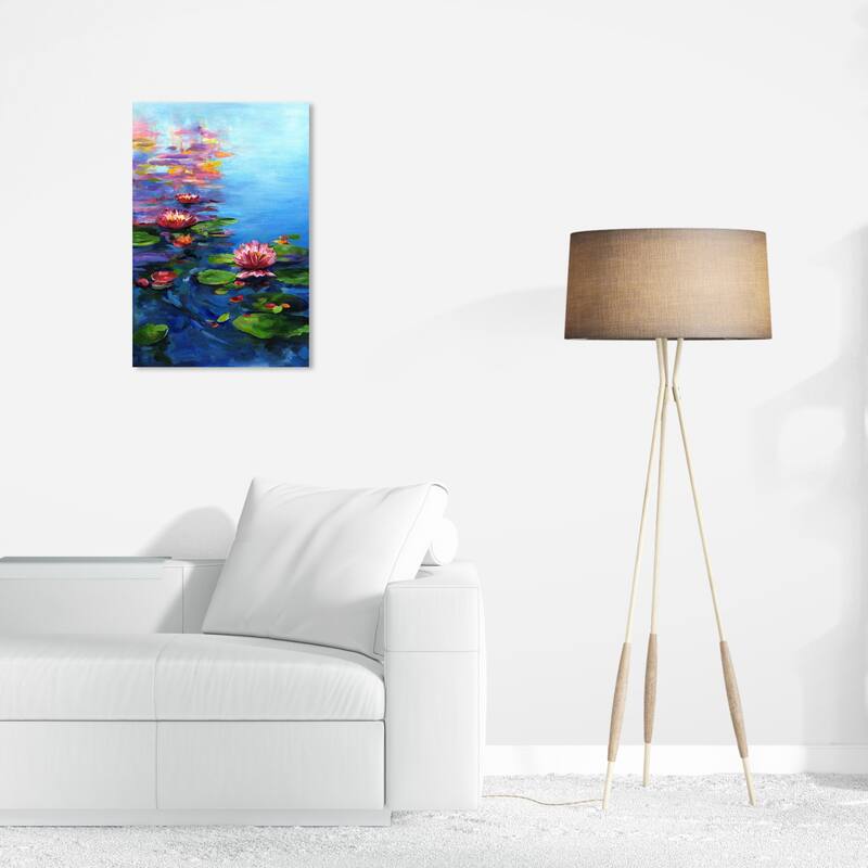 Wynwood Studio Canvas Floral and Botanical Doll Memories - House of lilies Blue and Modern & Contemporary Wall Art Canvas Print - 24 x 16