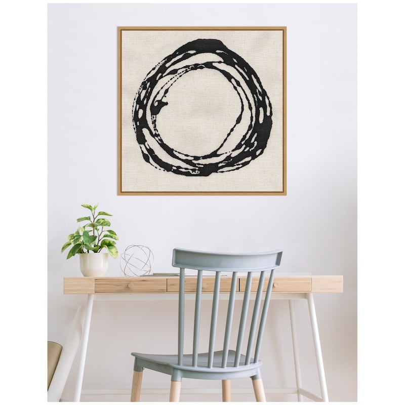 Kate and Laurel Sylvie Flowing Circle Abstract 2 Framed Canvas by The Creative Bunch Studio