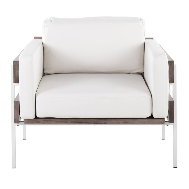 Carbon Loft Kari Accent Chair - White Faux Leather/Grey Wood/White Metal