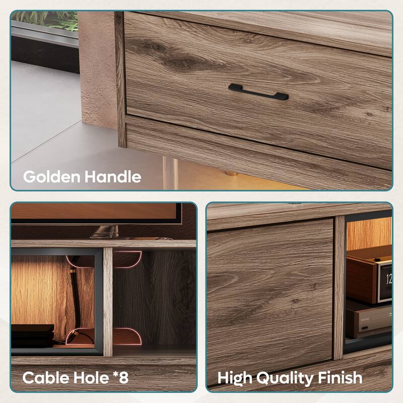 High Gloss LED TV Stands Modern Entertainment Center for 85" TV with Drawer - 80 inches
