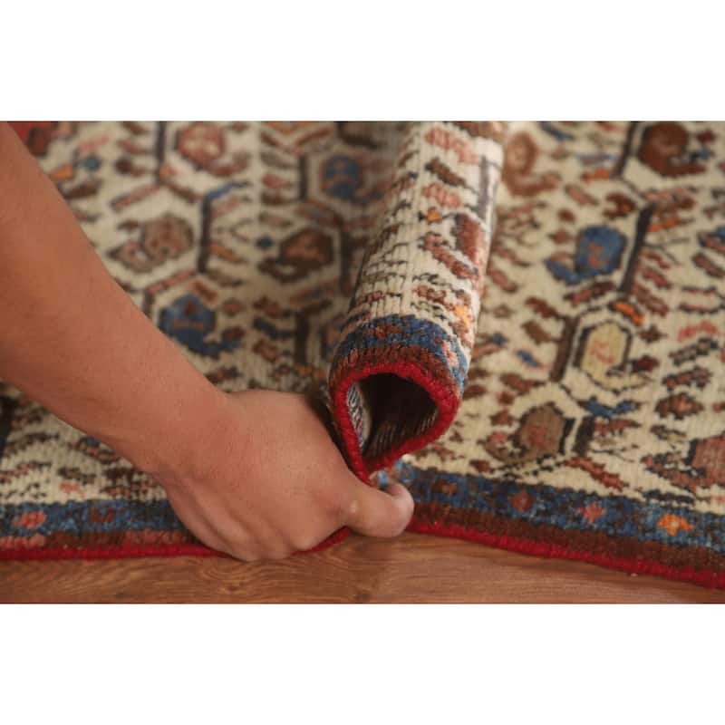Tribal Geometric Hamedan Persian Accent Rug Hand-Knotted Wool Carpet - 3'5" x 6'4"