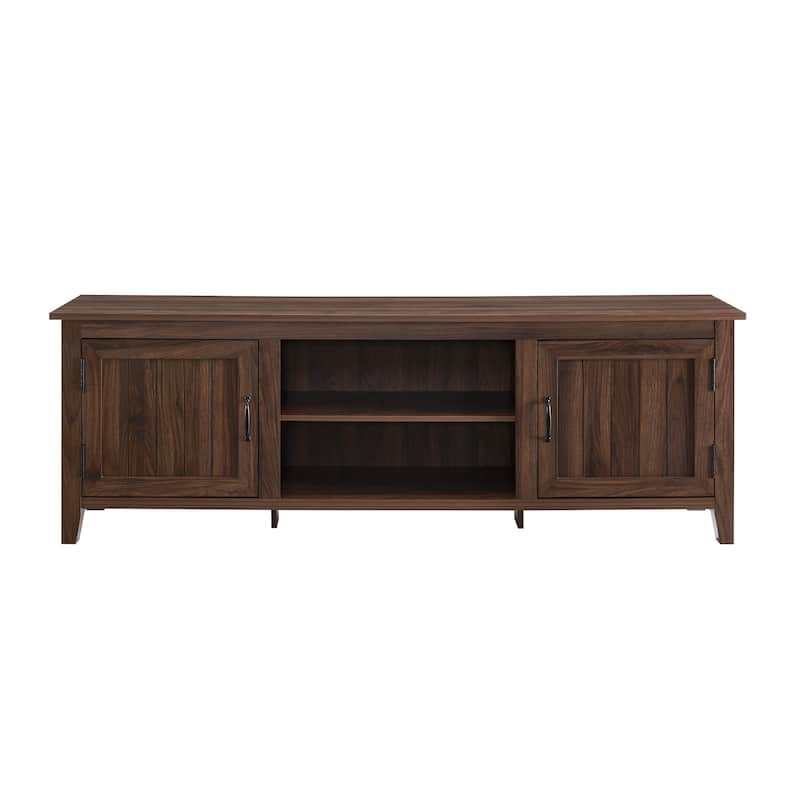 Multifunctional Modern Farmhouse 2-Door Grooved TV Stand Spacious Storage Space