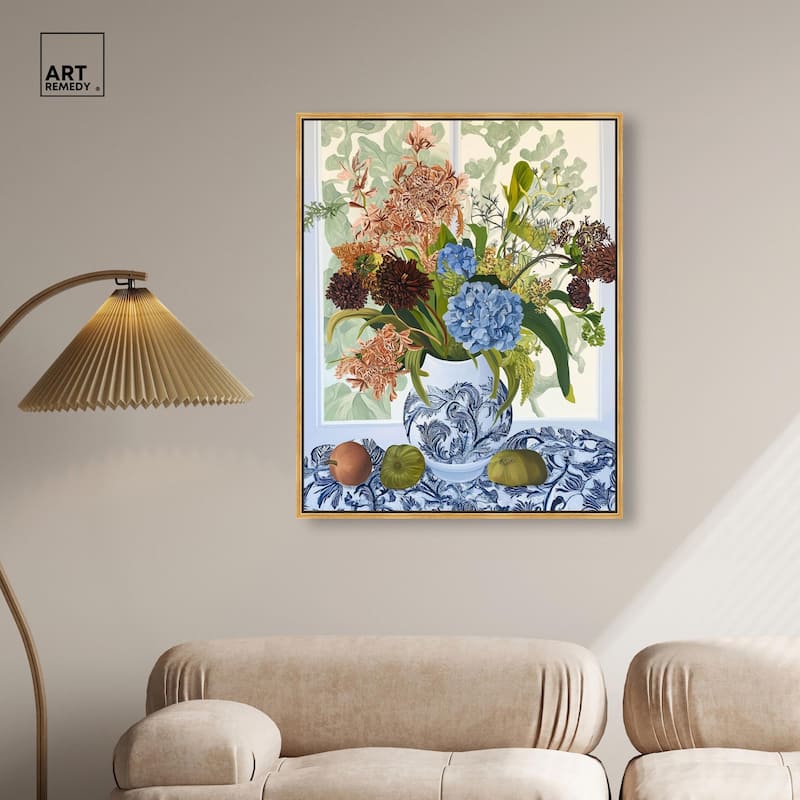 Blue Vase Bounty Canvas by Art Remedy