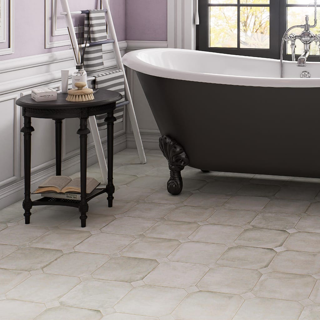Merola Tile Laverton Octagon Nieve 7-7/8" x 7-7/8" Porcelain Floor and Wall Tile