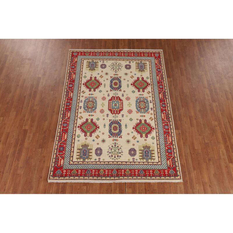 Kazak Oriental Area Rug Handmade Living Room Wool Carpet - 5'9" x 8'0"