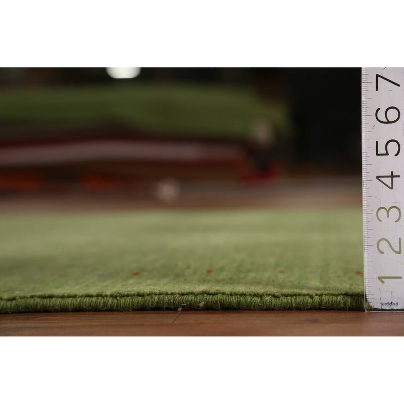 Hand Knotted Oriental 100% Wool Carpet Tribal Animal Pictorial Green Gabbeh Area Rug - 7' 8'' X 5' 4''