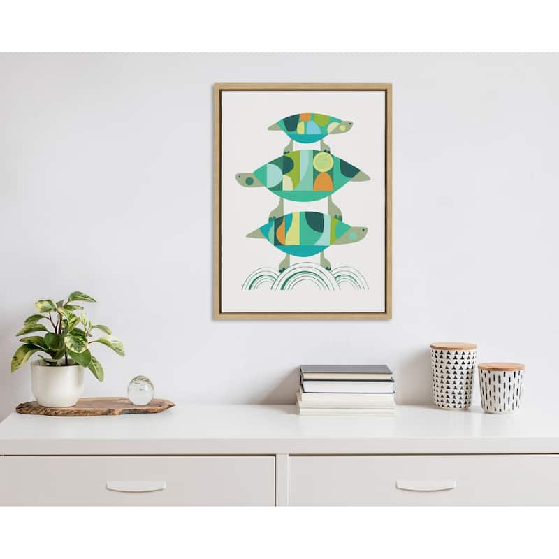 Kate and Laurel Sylvie Turtle Family Framed Canvas by Rachel Lee