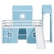 preview thumbnail 9 of 13, Playhouse Twin Size Loft Bed with Slide Pink Tent and Tower