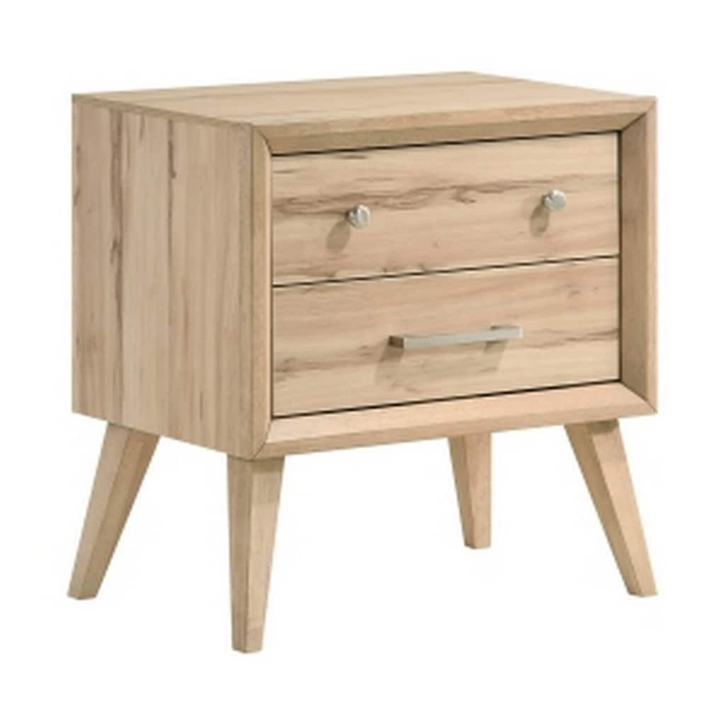 Oak Brown 2 Drawer 16 in. W Nightstand with Sturdy Hardware and Ample Storage