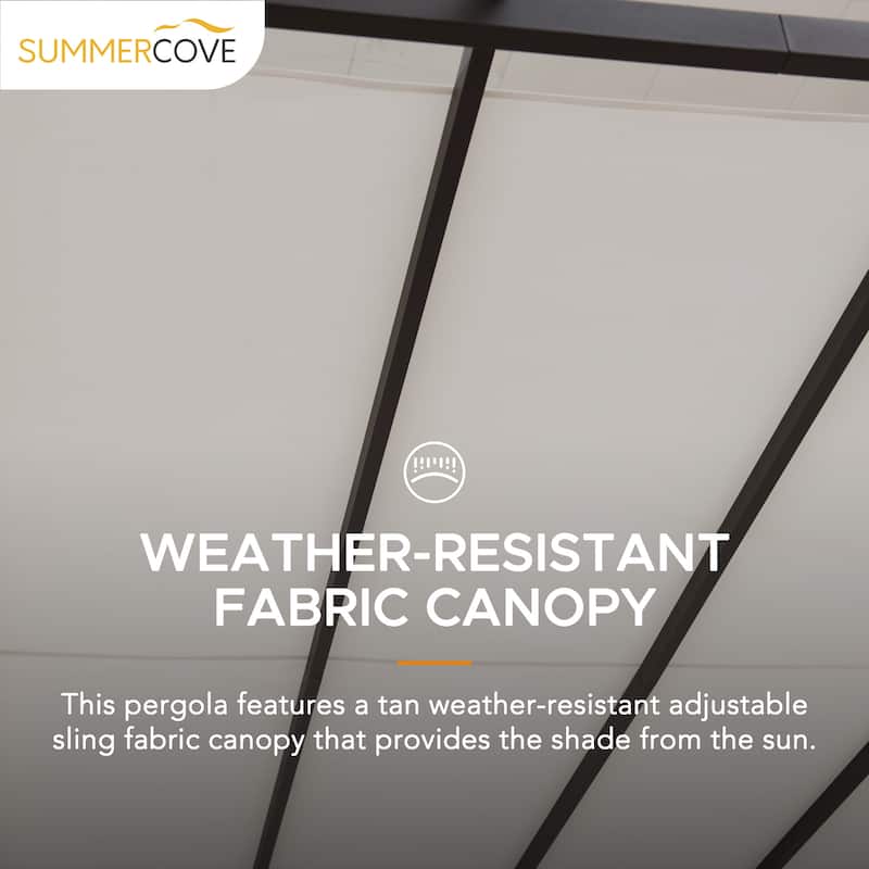 Sunjoy 9.5 ft. x 9.5 ft. Brown Steel Classic Pergola with Adjustable White Shade