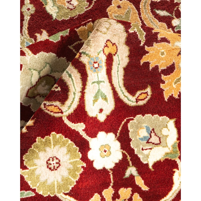 Overton Handknotted Wool Traditional Oriental Orange Area Rug - 3' x 5'