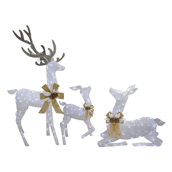 3pc White Deer Family Led Twinkle Outdoor Christmas Yard Art Display 40 Overstock 30232849