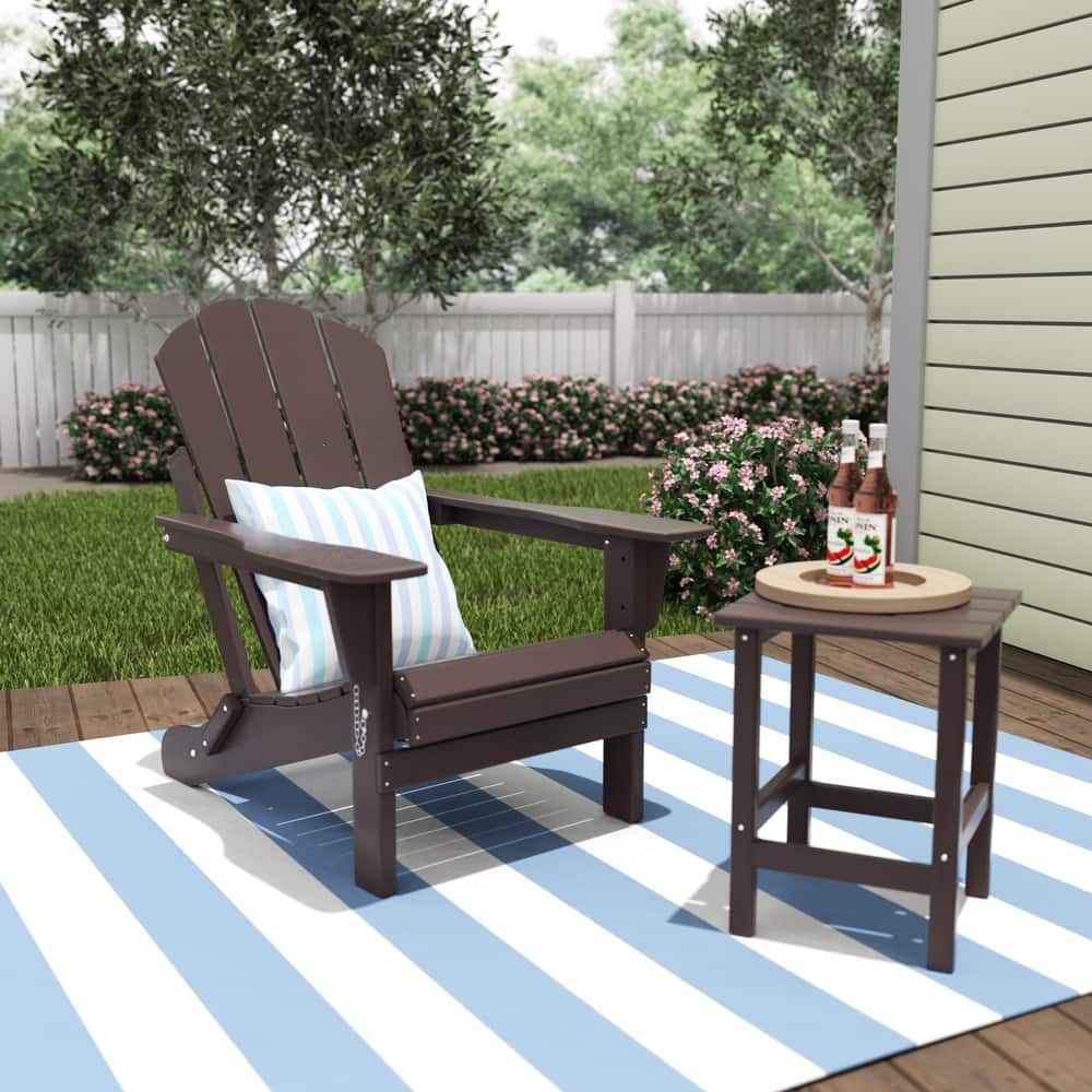 Laguna Hdpe All Weather Outdoor Patio Foldable Adirondack Chair With Side Table (2-Piece Set)