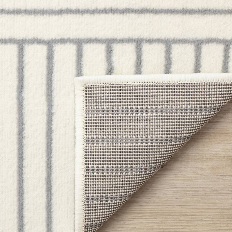 Forte White Grey Curved Arches Indoor Area Rug