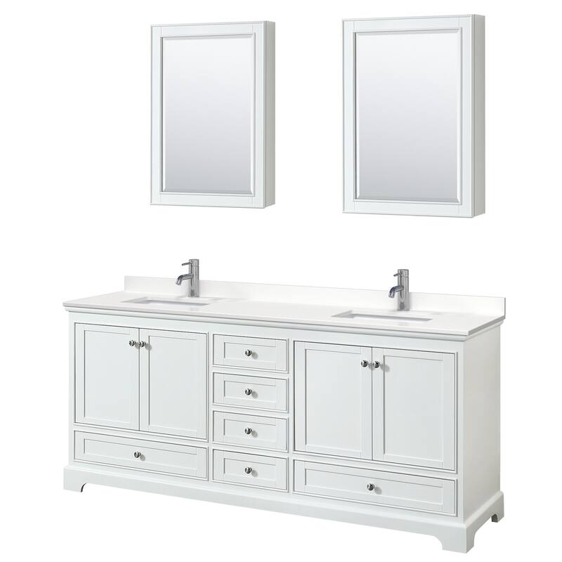 Wyndham Collection WCS202080D-QTZ-UNSMED Deborah 80" Free Standing - White / White Quartz Top / Polished Chrome