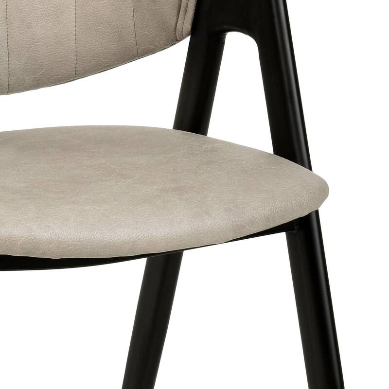 LeisureMod Mid-Century Modern Upholstered Dining Chair in Polyester with Curved Back and Iron Base for Home & Kitchen
