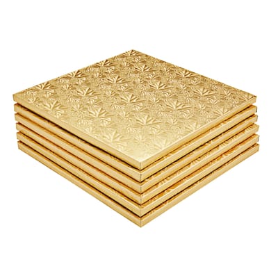 12 Inch Gold Square Cake Boards, Foil Cake Drums for Baking Desserts (6 Pack)