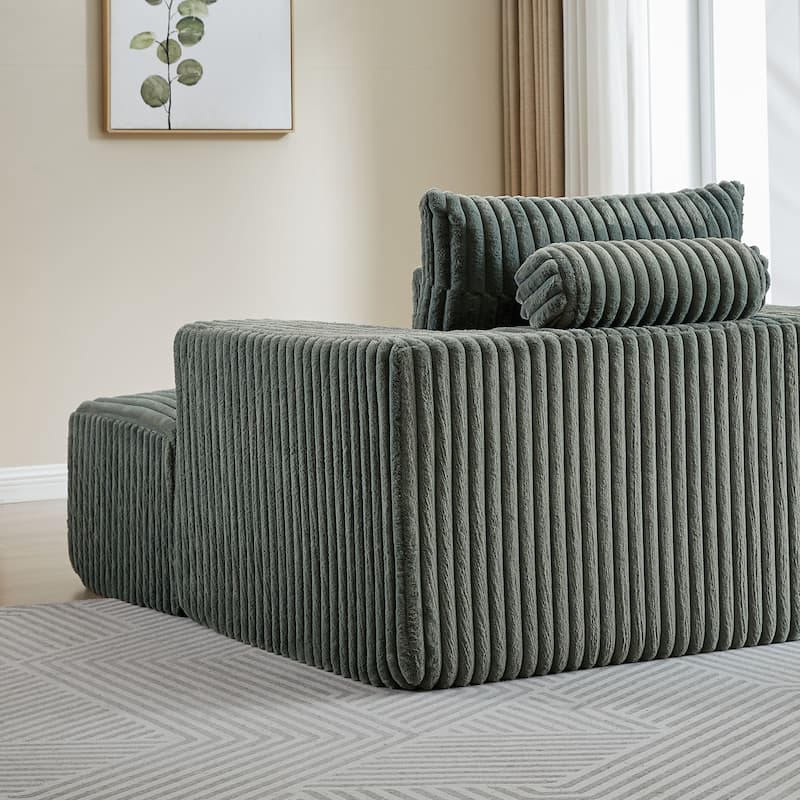 Corduroy Foam Sofa Lounge Chair with Removable Footstool