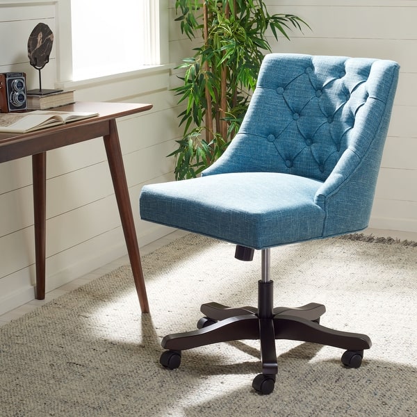 slide 2 of 6, SAFAVIEH Soho Tufted Linen Swivel Adjustable Office Chair - 25.2" x 27.2" x 33.9"