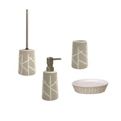 4-Piece Bathroom Accessories Set MSV France Tree Taupe