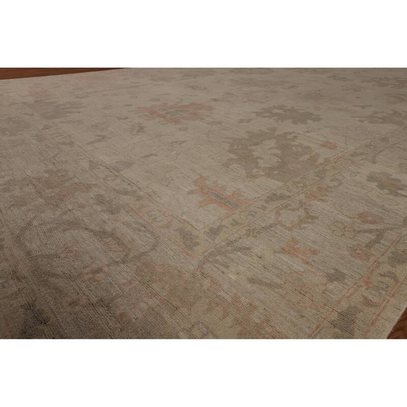 Earth Tone Vegetable Dye Oushak Area Rug Handmade Wool Carpet - 9'7"x 13'5"
