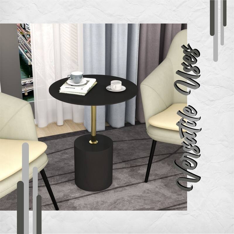 Malta Series Round Side Table - Premium Stainless Steel Pedestal Base - Architectural Accent End Table for Home & Office