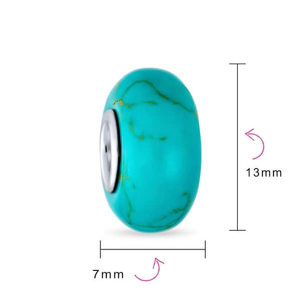 Imitation Turquoise Bead Slide-on Charm Sterling Silver Imitation Turquoise Bead Slide-on Charm Sterling Silver