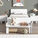 preview thumbnail 4 of 5, Stylish Twin Size Platform Bed Frame w/ Footboard Bench and 2 Storage Drawers, Pine Wood Platform Bed Frame for Bedroom, White