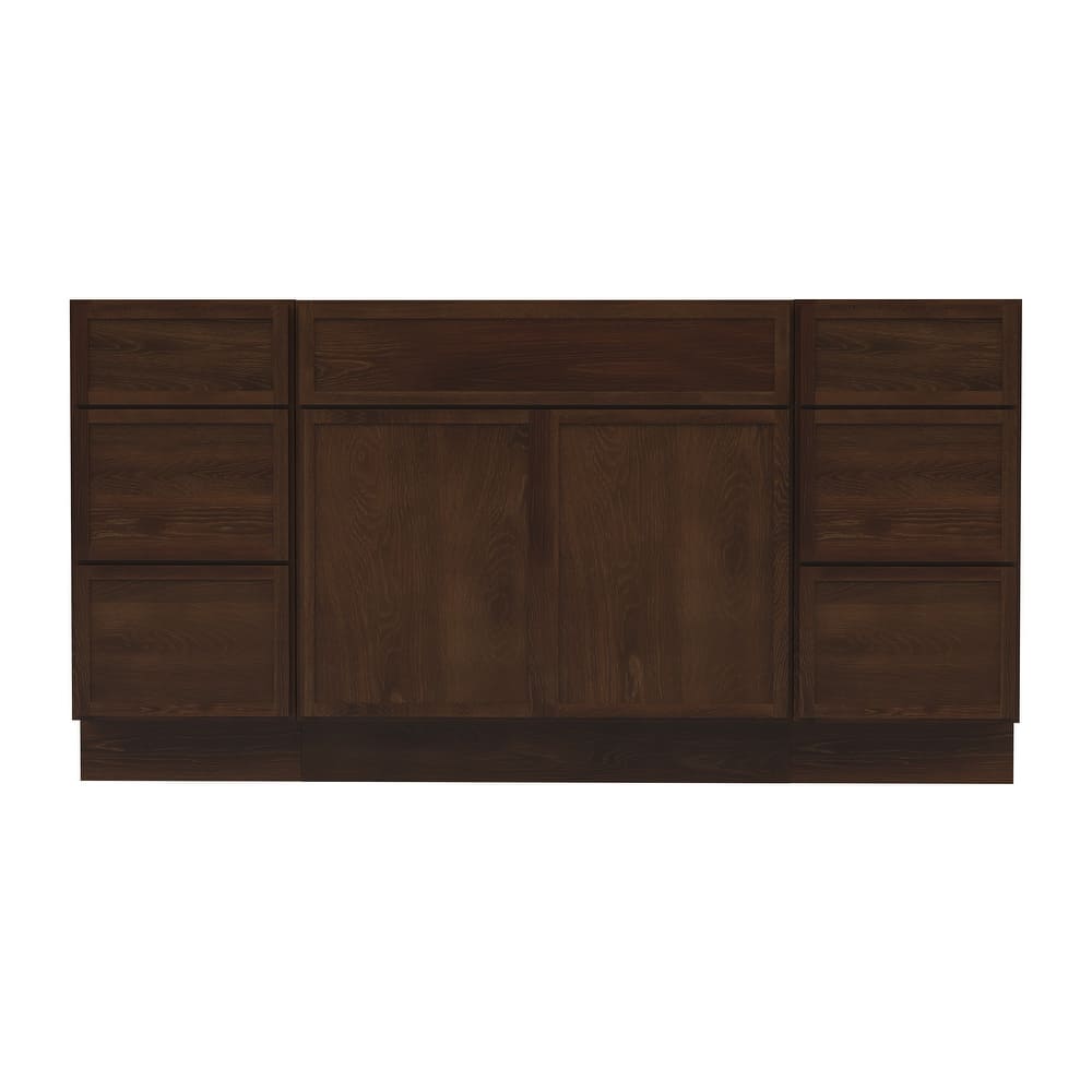 Vanity Art 69" Oak Freestanding Bathroom Vanity Cabinet without Top