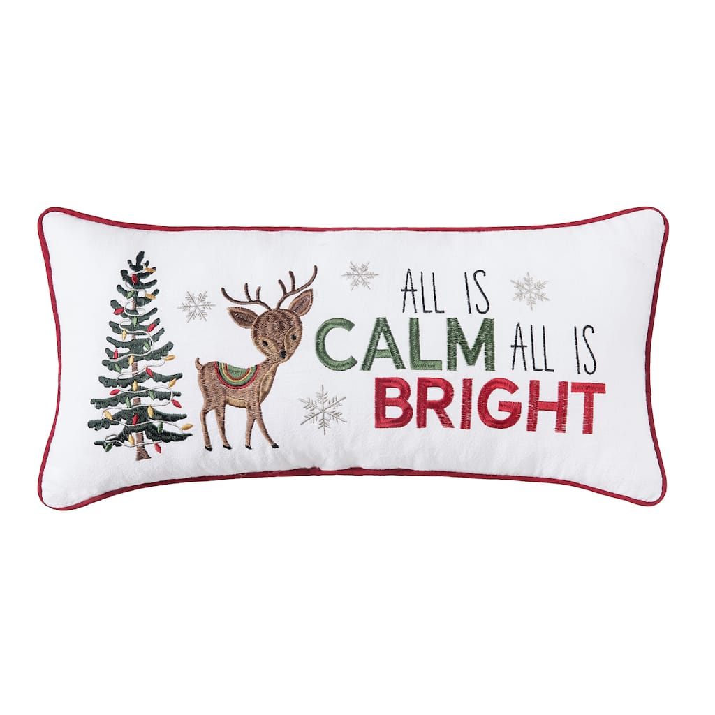 10" x 20" Calm & Bright Reindeer Small Christmas Accent Pillow