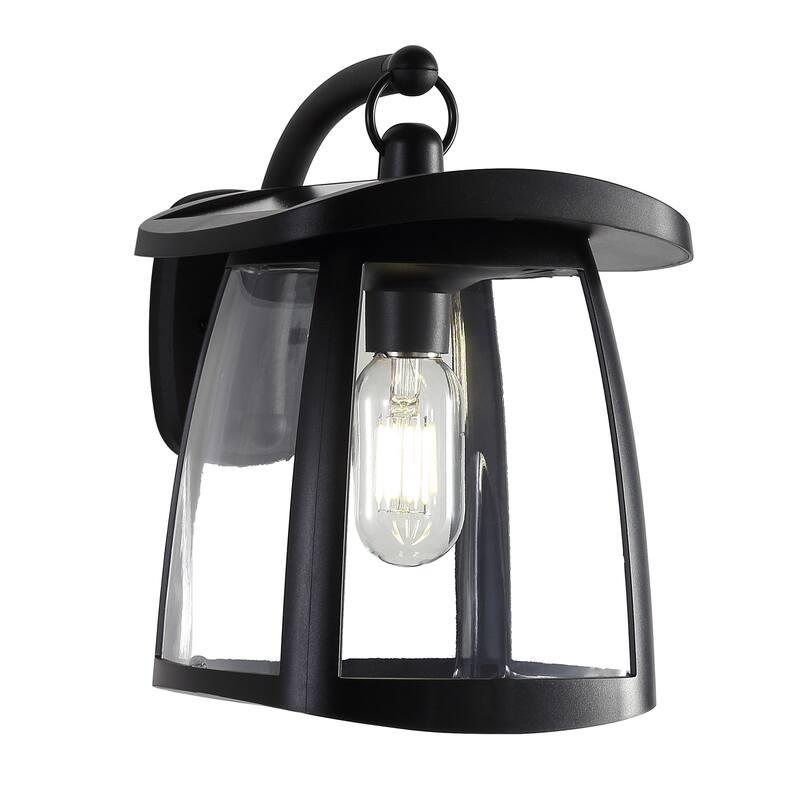 Black IP54 Waterproof Solar Wall Lanterns, 4 Lighting Modes with Button Control, Outdoor Hanging Lights with 2 Solar Panels - Black