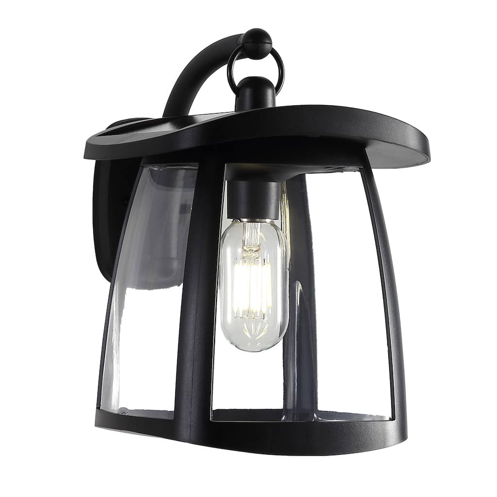 Black IP54 Waterproof Solar Wall Lanterns, 4 Lighting Modes with Button Control, Outdoor Hanging Lights with 2 Solar Panels