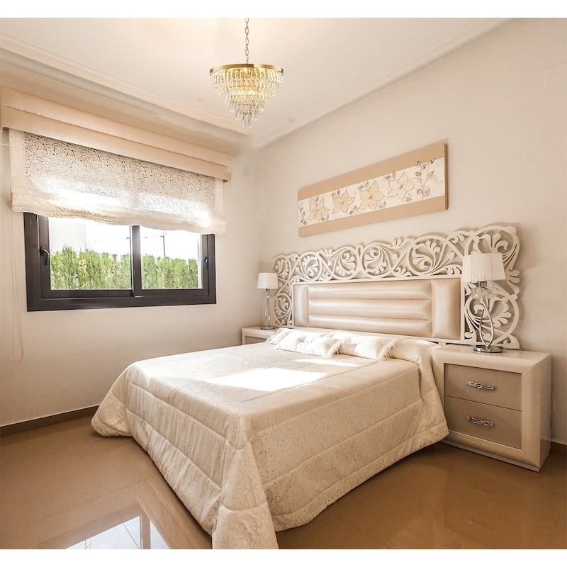 Six Tiers Gold Metal Chandelier With Clear Crystal Accents