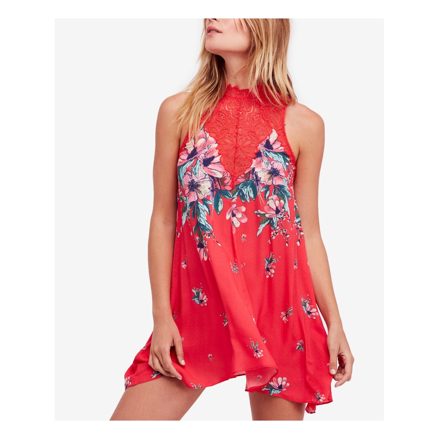 red mini shift dress