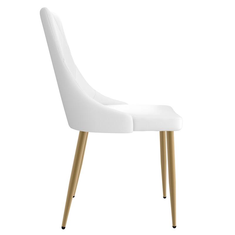 Contemporary Faux Leather and Metal Dining Chair, Set of 4 - Black and Aged Gold