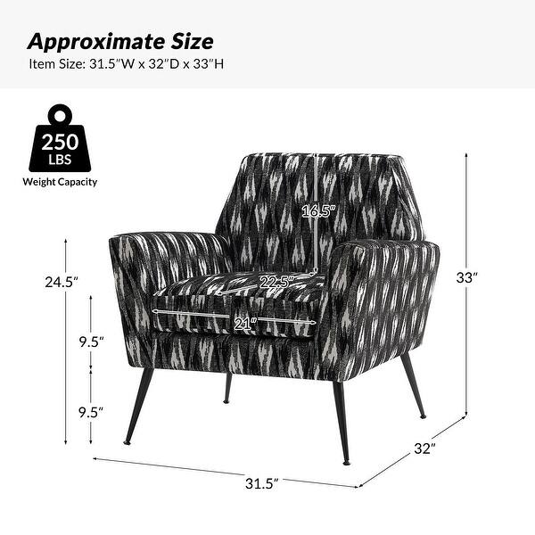 dimension image slide 2 of 3, Silas Modern Armchair with Metal Legs by HULALA HOME