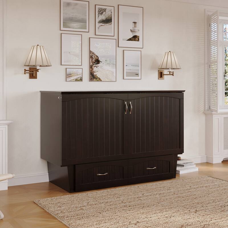 Nantucket Murphy Bed Chest with Mattress and Built-in Charging Station