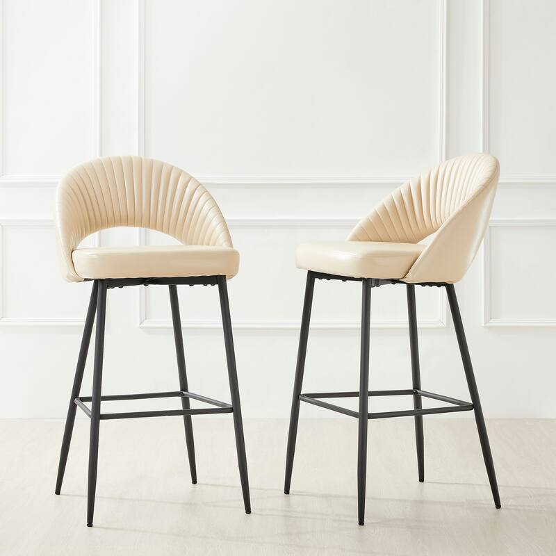 Glitzhome Modern Quilted Leatherette Tapered Legs Bar Stools Set of 4 or 6