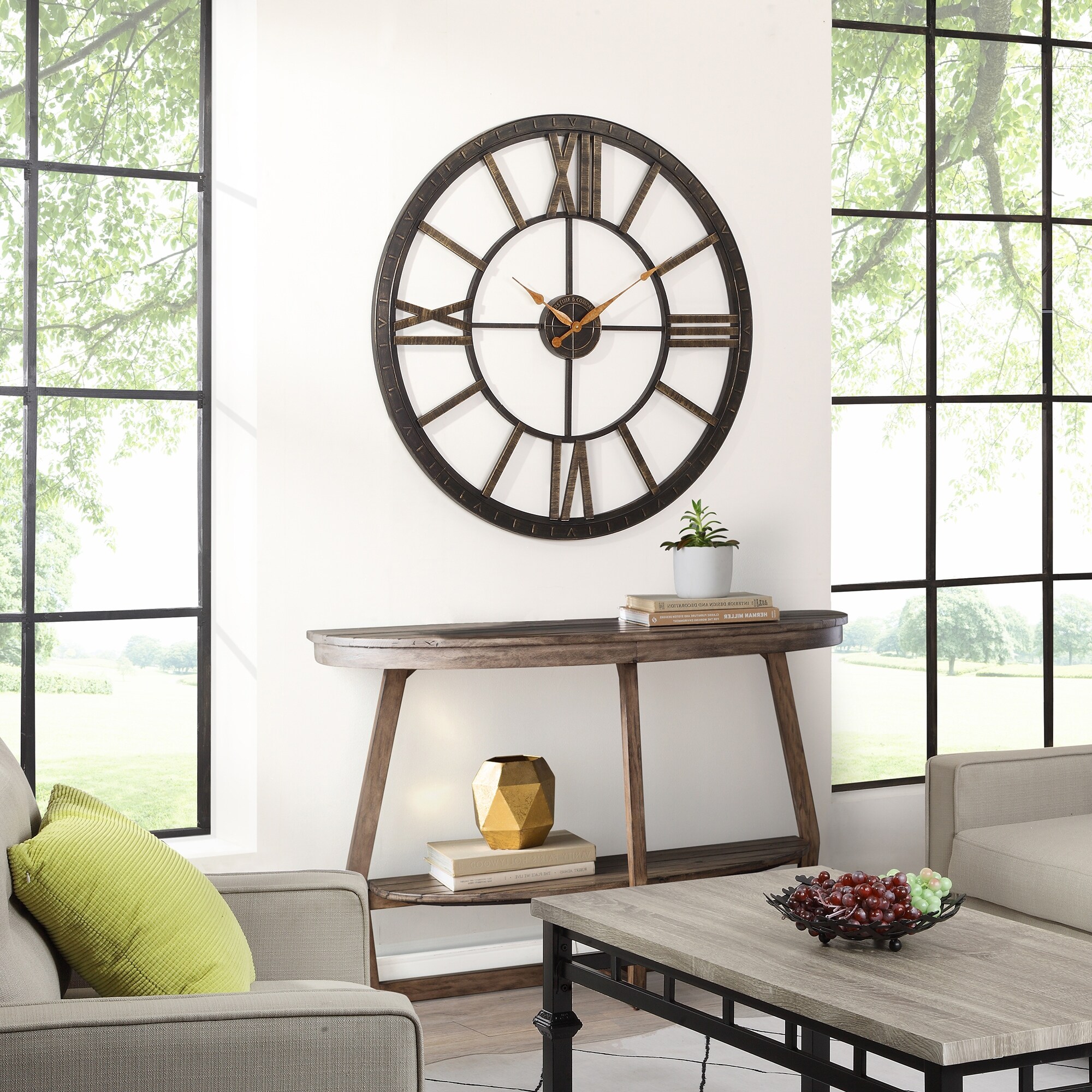 Firstime Co Big Time Wall Clock Plastic 40 X 2 X 40 In American Designed 40 X 2 X 40 In Overstock 28907820 Oil Rubbed Bronze