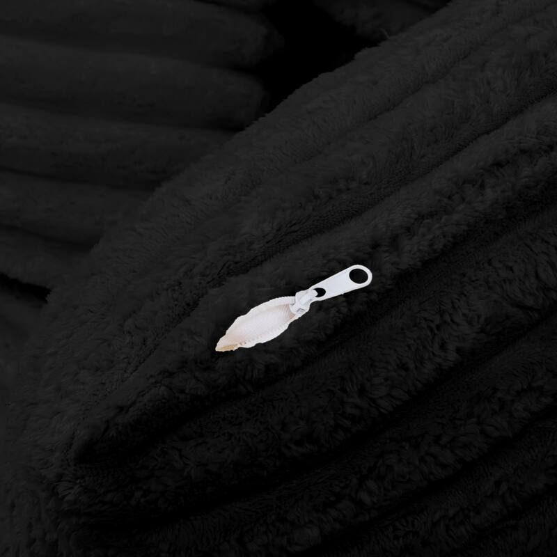 Fluffy Corduroy Upholstered Cloud Chaise Lounge Sofa Bed, Versatile Foam Compressed Deep Seat Couch with Pillows