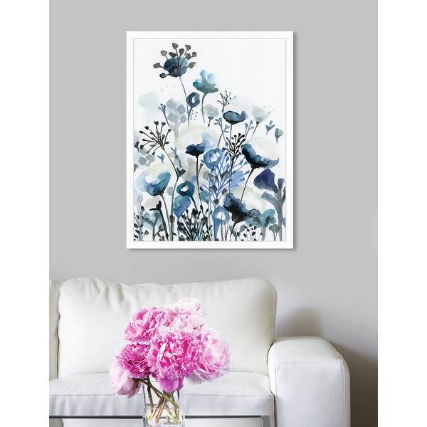 Oliver Gal 'Deep Blue Forest' Blue Floral Framed Wall Art Bed Bath