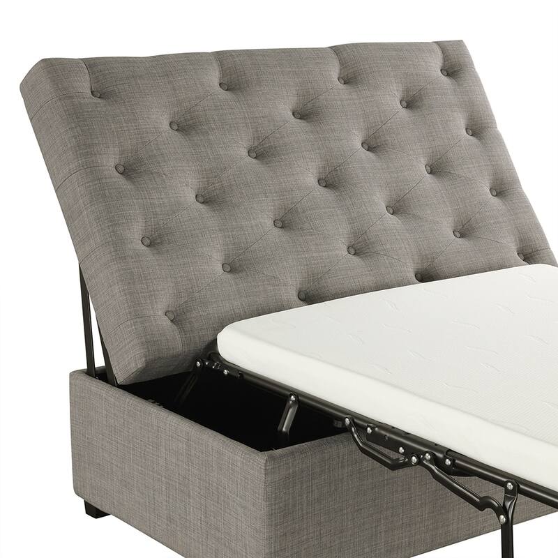 66" Convertible Ottoman Sleeper Sofa Bed, Tufted, Memory Foam Mattress