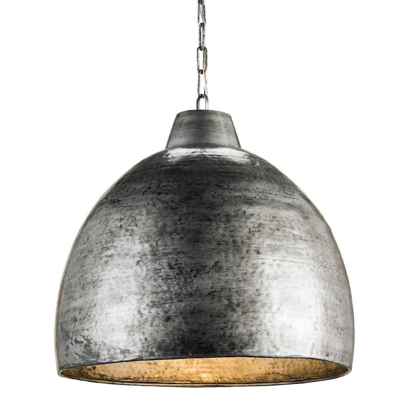 Currey & Company Earthshine Large Steel Pendant - 21.5"h x 22"dia - 21.5"h x 22"dia - Blackened Steel