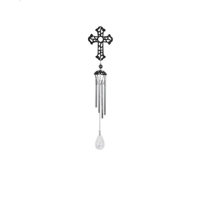 Q-Max 25" Long Metal Black Cross Wind Chime