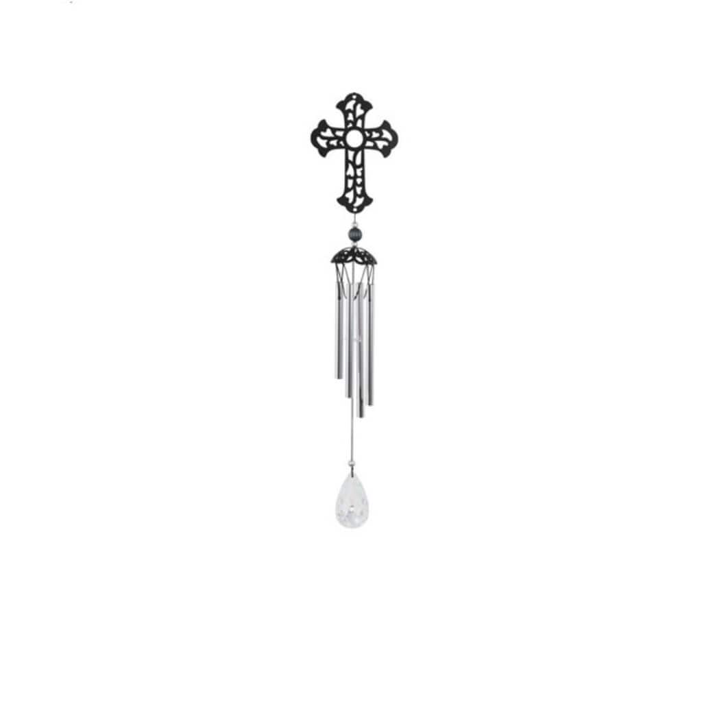 Q-Max 25" Long Metal Black Cross Wind Chime
