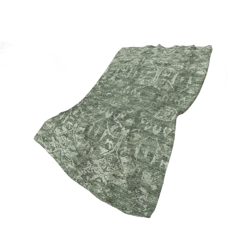 HomeRoots 50" X 70" Green And Gray Damask Polyester Woven Plush Throw Blanket