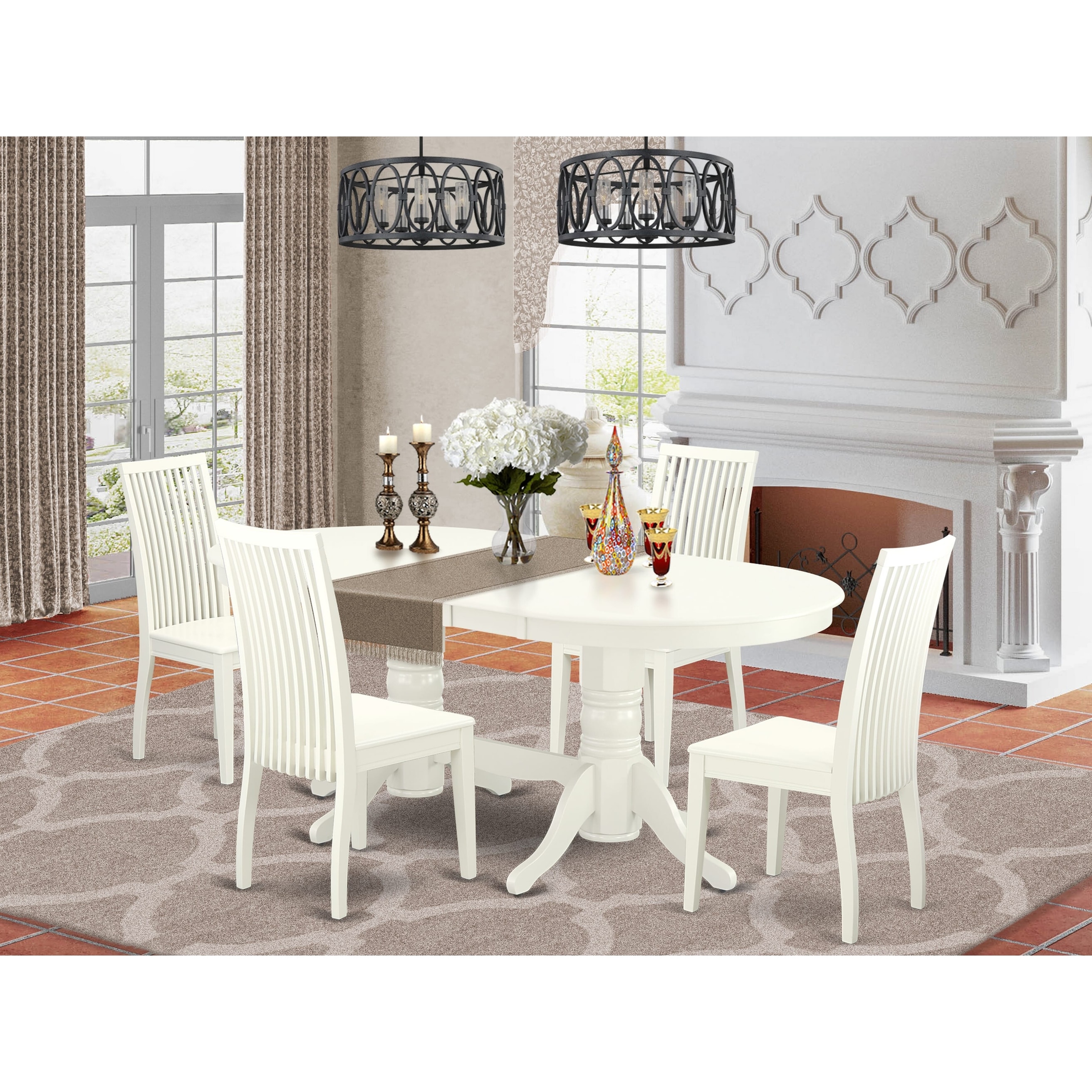 East West Furniture Kitchen Table Set- an Oval Dining Table and