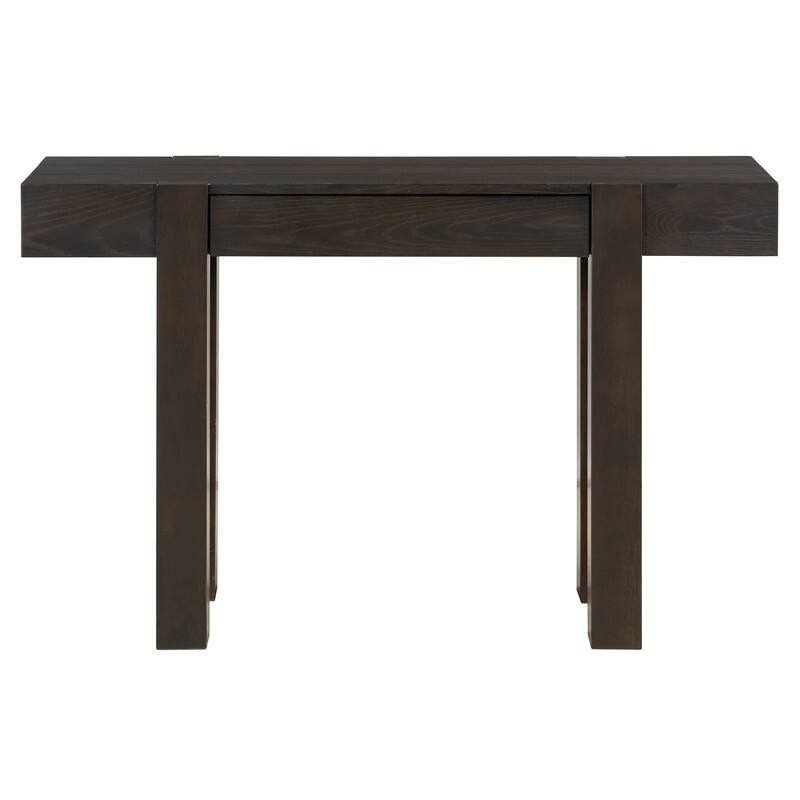 Modern 47.2" Wooden Console Table with Hidden Drawer and Side Power Outlet for Entryway or Living Room