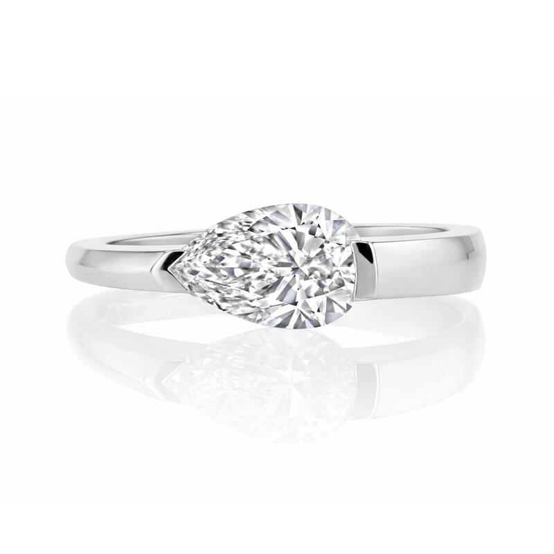 Auriya 14K Gold Suspense Pear Lab Grown Diamond Engagement Ring 1.00 - 5.00ct. tw. (F-G, VS) - White - 1.50 carats - 4 - White